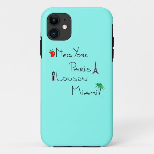 ニューヨーク、パリ、ロンドン、マイアミ Case-Mate iPhoneケース (裏面)