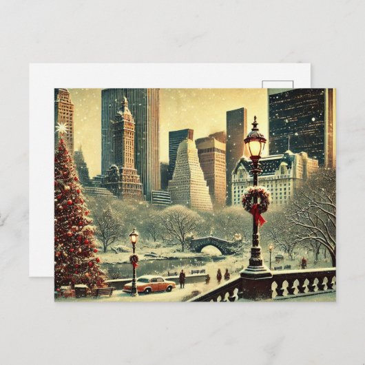 ニューヨーク - ビッグアップルのアイコニックなホリデーマジック シーズンポストカード (正面/裏面)