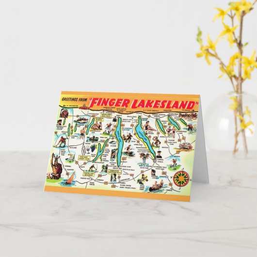 ニューヨーク フィンガー湖 ポストカード (黄色い花)