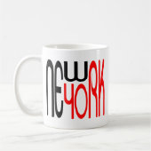ニューヨーク – ブラック – レッドタイポグラフィ コーヒーマグカップ (左)