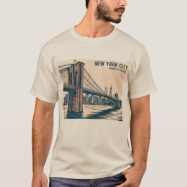 ニューヨーク ブルックリン橋 スカイライン ボールド レトロ トラベル Tシャツ