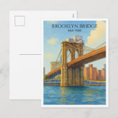 ニューヨーク ブルックリン橋 水彩画 旅行 ポストカード (正面/裏面)