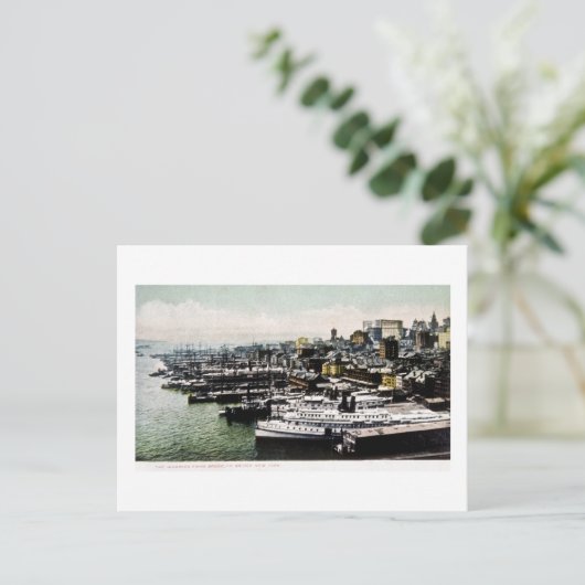 ニューヨーク・ブルックリン・ブリッジからの波止場 ポストカード (スタンド正面)