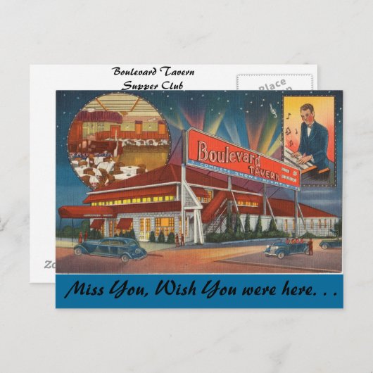 ニューヨーク、ブールバード・タバーン、夕食クラブ ポストカード (正面/裏面)