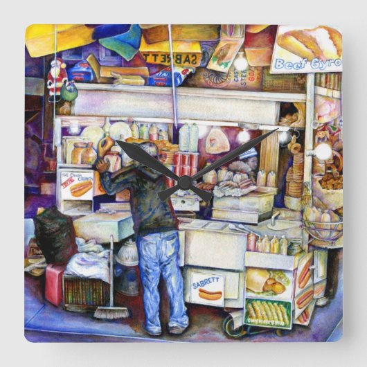 ニューヨーク·ホットドッグ·ゴッド スクエア壁時計 (正面)