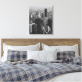 ニューヨーク，マンハッタンスカイラインB/W写真 キャンバスプリント (インサイチュ (寝室))