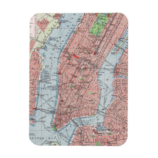 ニューヨーク，マンハッタン，ヴィンテージマップ，磁石 マグネット (縦)