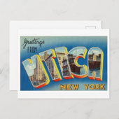 ニューヨーク,ユーティカからのヴィンテージの挨拶 ポストカード (正面/裏面)