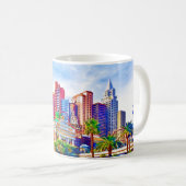 ニューヨーク、ラスベガスの水彩画のニューヨーク コーヒーマグカップ (正面右)