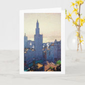 ニューヨーク・ランドスケープ吉田博ウッドカット カード (黄色い花)