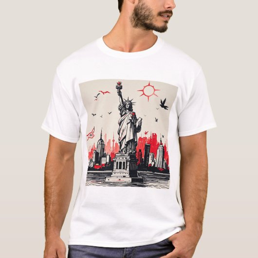 ニューヨーク・リバティ像メンズTシャツ Tシャツ (正面)
