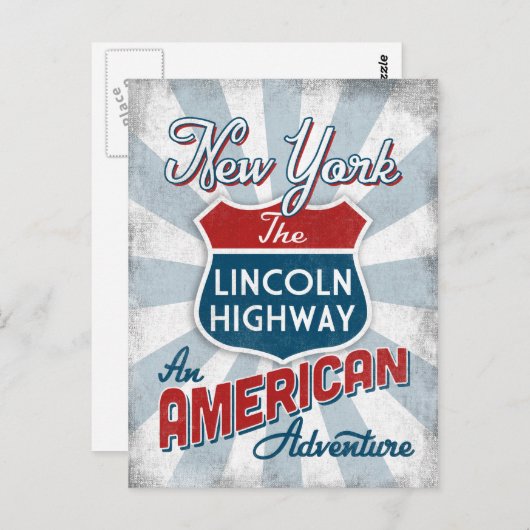 ニューヨーク・リンカーン・ハイウェイ・ヴィンテージ・アメリカ ポストカード (正面/裏面)