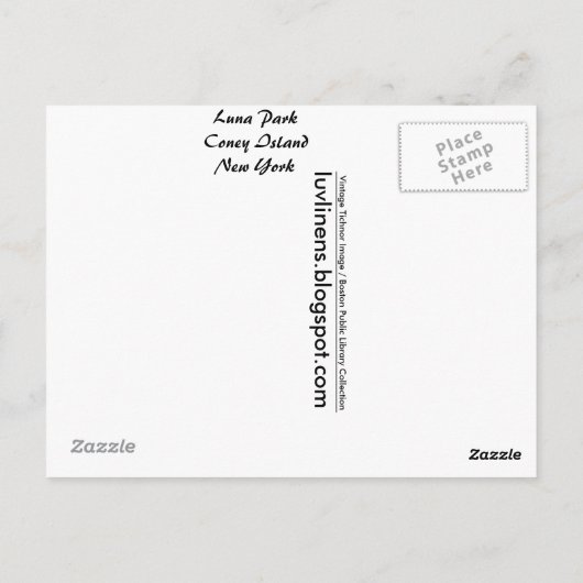 ニューヨーク、ルーナパーク、コニーアイランド ポストカード (裏面)
