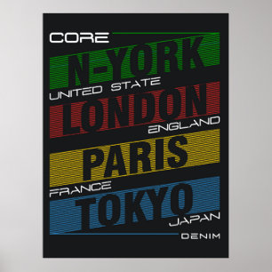 ニューヨーク、ロンドン、パリ、東京 ポスター