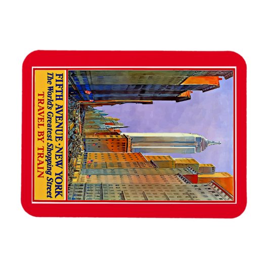 ニューヨーク・ヴィンテージの第五アベニューのポスター マグネット (横)