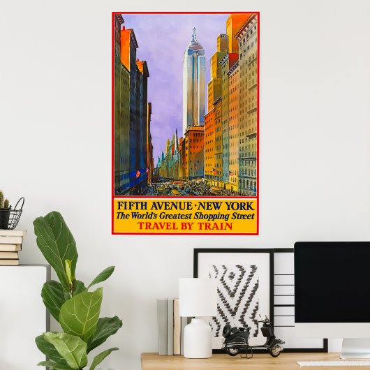 ニューヨーク・ヴィンテージ旅行ポスター ポスター (ホームオフィス)