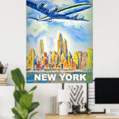 ニューヨーク、ヴィンテージ航空旅行 ポスター (ホームオフィス)