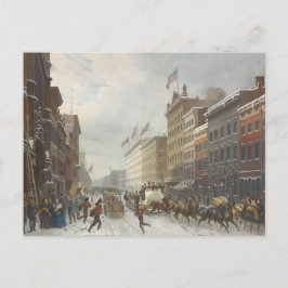 ニューヨーク。冬のシーンブロードウェイ。 シーズンポストカード