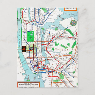ニューヨーク: 地下鉄Map 1940年 ポストカード