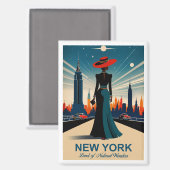 ニューヨーク：天然磁石の疑問に思地 マグネット (正面/裏面)