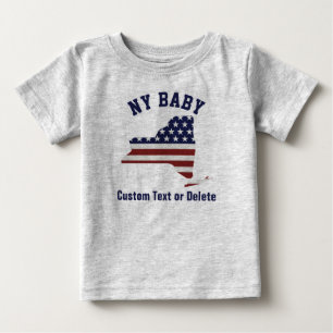 ニューヨーク 愛国心が強い米国の旗 あなたの文字か都市 ベビーTシャツ