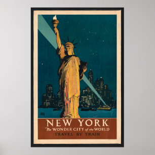 ニューヨーク、旅行、アドルフ・トレドラーヴィンテージ1920s ポスター