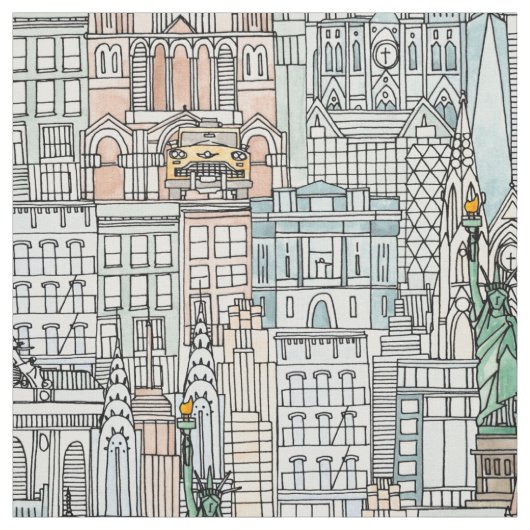 ニューヨーク 水彩 ファブリック (見本)