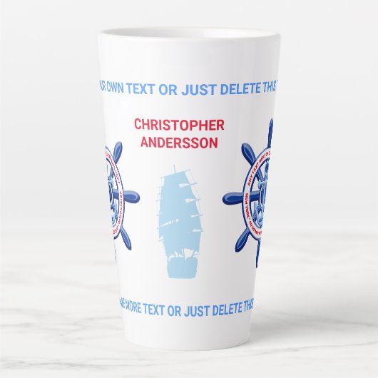 ニューヨーク、統一された州、カスタマイズ可能、海上旅行 カフェラテマグ (正面)