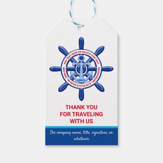 ニューヨーク、統一された州、カスタマイズ可能、海上旅行 ギフトタグ (正面)