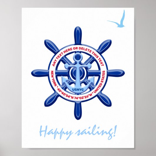 ニューヨーク、統一された州、カスタマイズ可能、海上旅行 ポスター (正面)