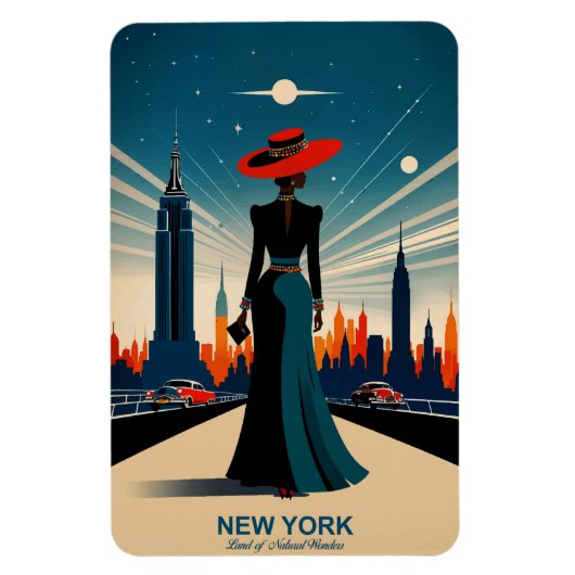 ニューヨーク：自然の土地フレキシブ疑問に思ル マグネット (縦)