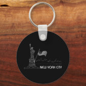 ニューヨーク – 自由の女神アメリカ国旗 キーホルダー (正面)
