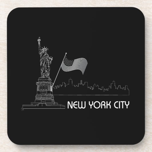 ニューヨーク – 自由の女神アメリカ国旗 コースター (正面)