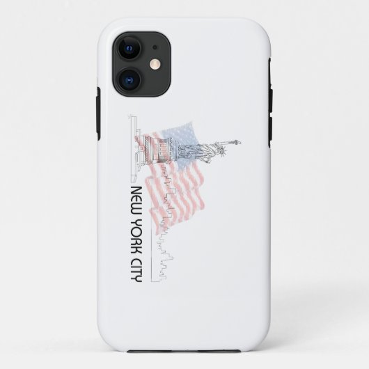 ニューヨーク – 自由の女神アメリカ国旗 Case-Mate iPhoneケース (裏面)