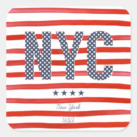 ニューヨーク |赤、白、青のデザイン スクエアシール (正面)