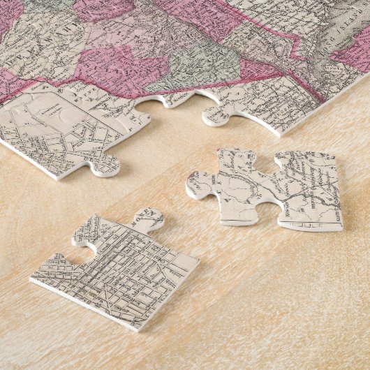 ニューヨーク(1864年)のヴィンテージの地図 ジグソーパズル (側面)