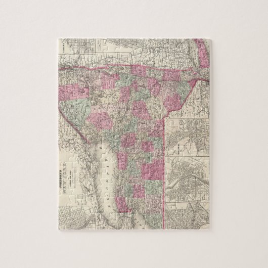 ニューヨーク(1864年)のヴィンテージの地図 ジグソーパズル (縦)