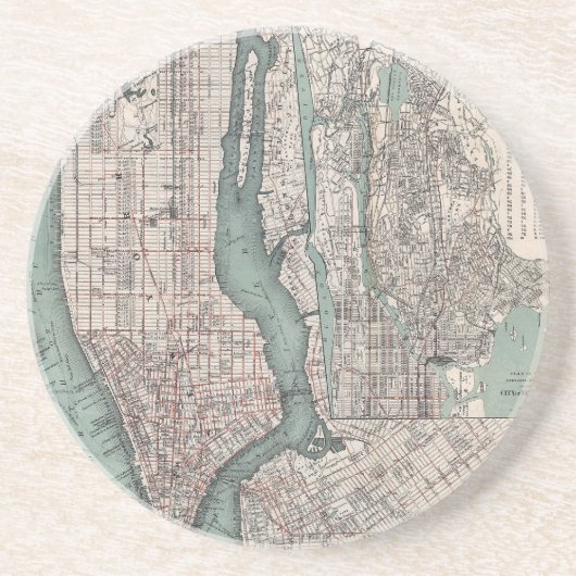 ニューヨーク(1897年)のヴィンテージの地図 コースター (正面)