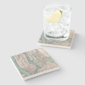 ニューヨーク(1897年)のヴィンテージの地図 ストーンコースター (横)