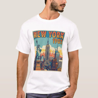 ニューヨーク 1902 – 伝統的なシルエットデザインのグラフィックTシャツ Tシャツ
