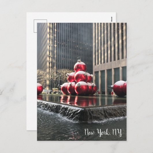 ニューヨーク、NYクリスマスロックフェラーセンターの写真 シーズンポストカード (正面/裏面)