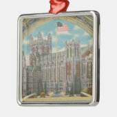ニューヨーク、NY -旗の都市大学眺め メタルオーナメント (左)