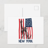 ニューヨーク NY 自由の女神 アメリカ 国旗 ポストカード (正面/裏面)