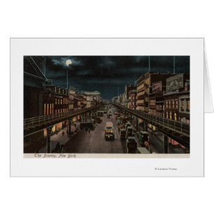 ニューヨーク、NY - Bowery -夜場面
