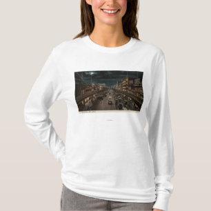 ニューヨーク、NY - Bowery -夜場面 Tシャツ