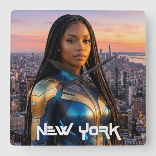 ニューヨーク - NYC - スクエア壁時計 (正面)