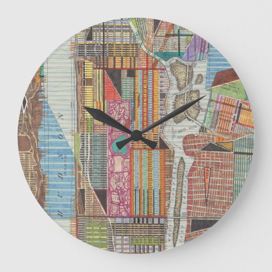 ニューヨークIIIのモダンな地図 ラージ壁時計 (正面)