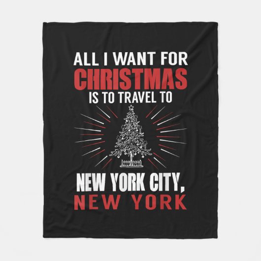 ニューヨークNへのクリスマス旅行に行きたいもの フリースブランケット (正面)