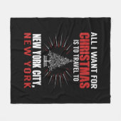 ニューヨークNへのクリスマス旅行に行きたいもの フリースブランケット (正面(横))