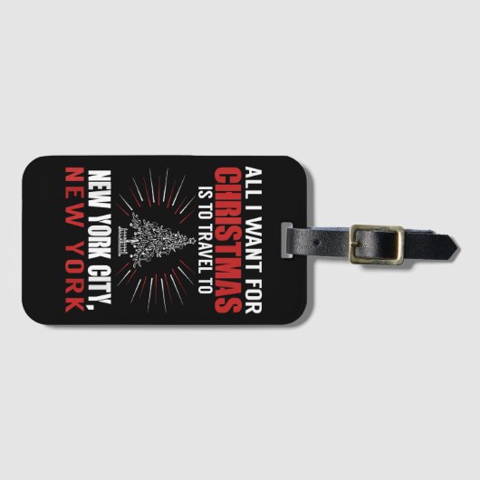 ニューヨークNへのクリスマス旅行に行きたいもの ラゲッジタグ (正面横)